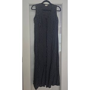 Women's Vintage United Colors of Benetton Sleeveless Button Down Maxi Dress Navy